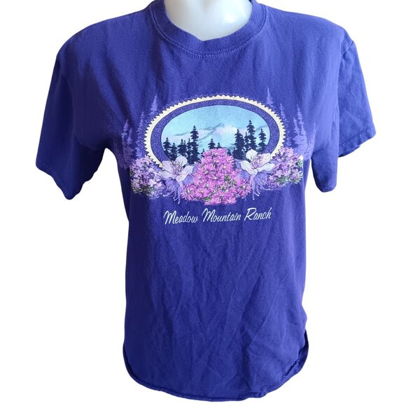 Vintage Women's T-shirt Small Gildan 2003 Meadow Mountain Ranch Graphic Country - Picture 2 of 4